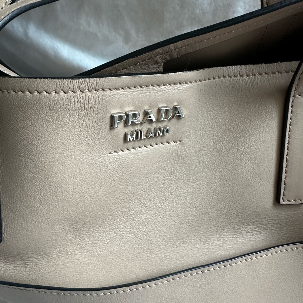 Prada Beige Leather Tote Bag